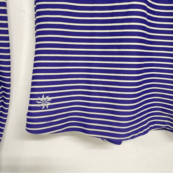 Athleta Blue Striped Long Sleeve Stretchy Tee Shirt Blouse Womens XXS Nautical - Picture 2 of 9